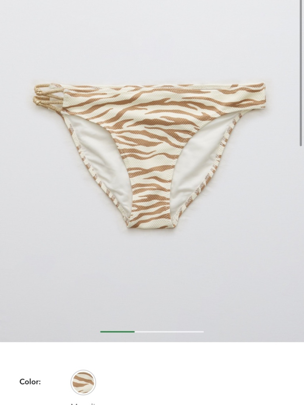 aerie Cream and Tan Zebra-Print Hipster Bikini Bottoms